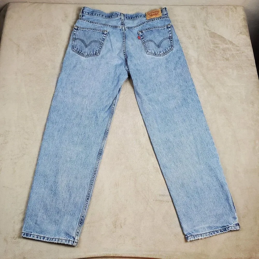 Levis 550 Jeans Mens 36x32 Blue Light Wash Relaxed Fit Tapered Leg Denim Pants